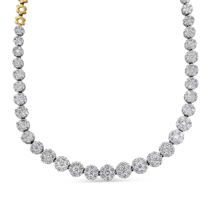 Exquisite Igi Certified 14k Yellow Gold Pave Set Round-cut Diamond Necklace