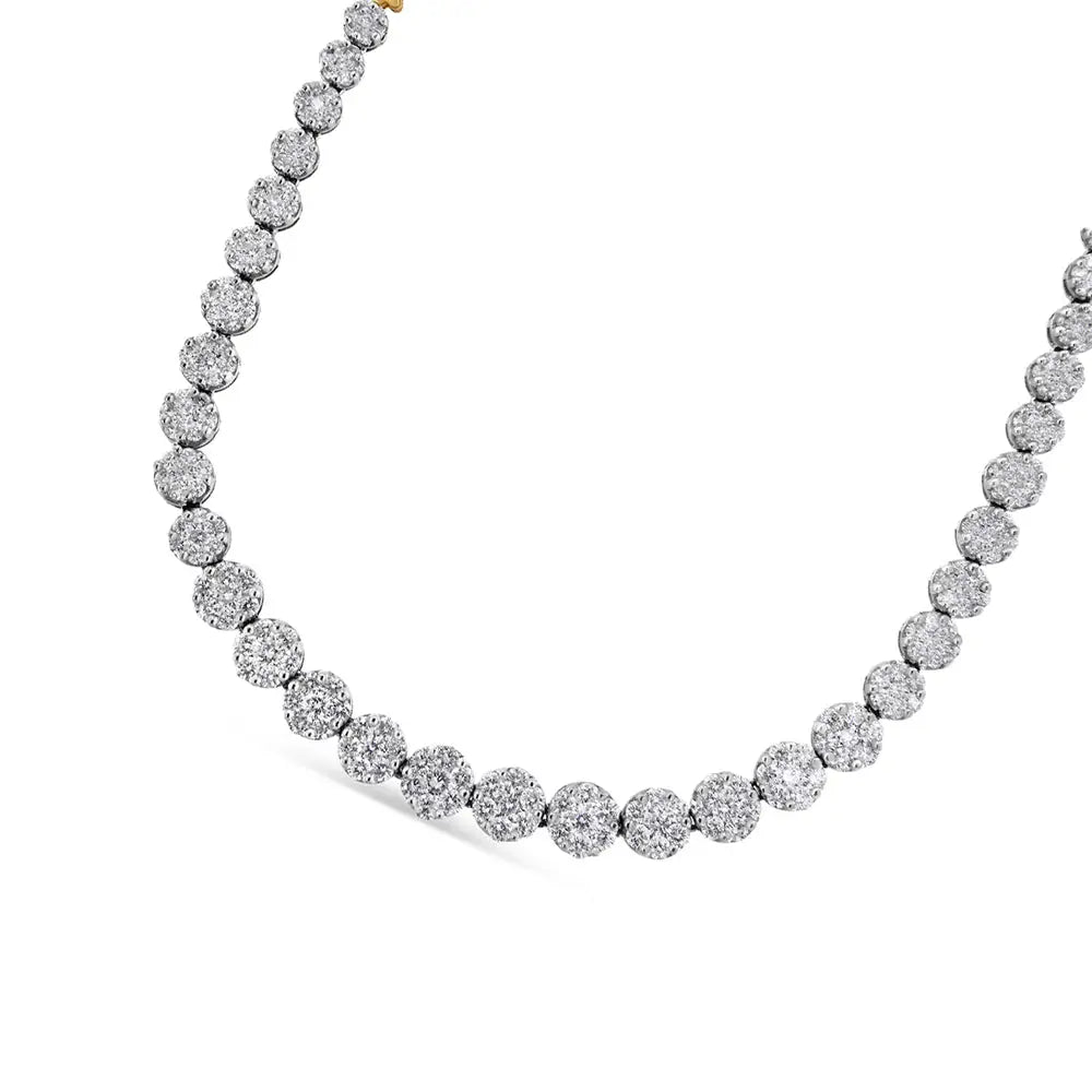 Exquisite Igi Certified 14k Yellow Gold Pave Set Round-cut Diamond Necklace