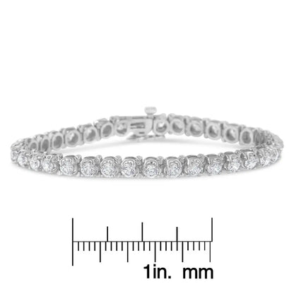 Exquisite Igi Certified Round-brilliant Diamond 14k Tennis Bracelet