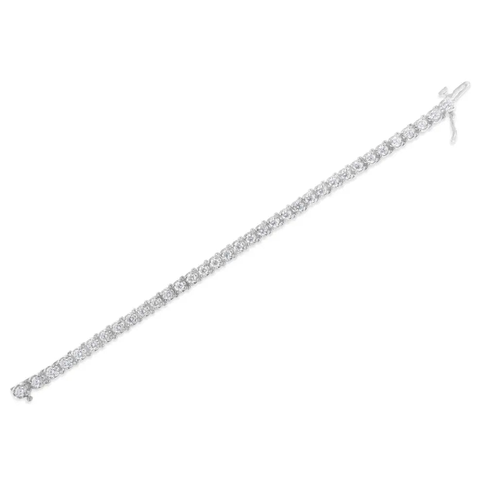 Exquisite Igi Certified Round-brilliant Diamond 14k Tennis Bracelet