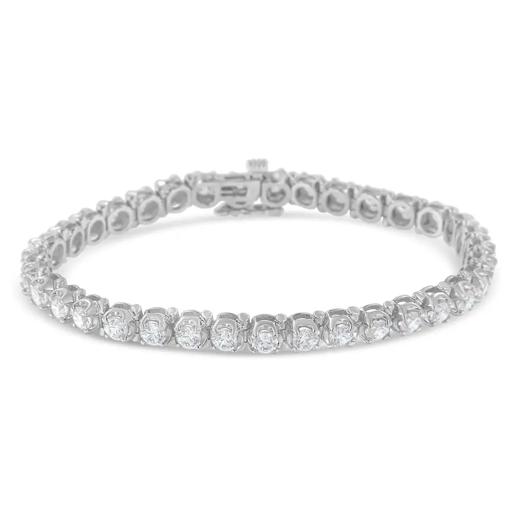 Exquisite Igi Certified Round-brilliant Diamond 14k Tennis Bracelet