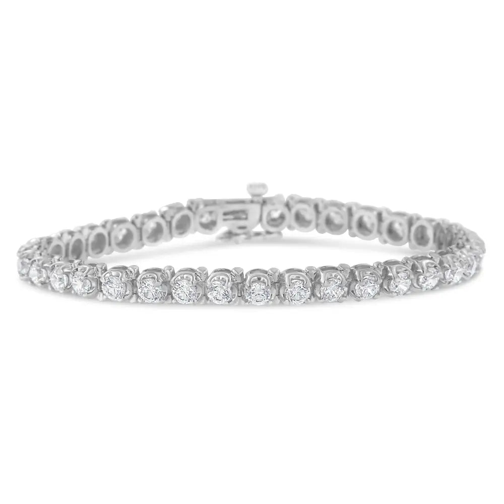 Exquisite Igi Certified Round-brilliant Diamond 14k Tennis Bracelet