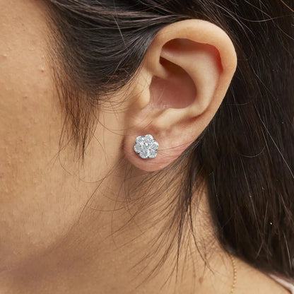 Exquisite Lab Grown Diamond Floral Cluster Composite Stud Earrings