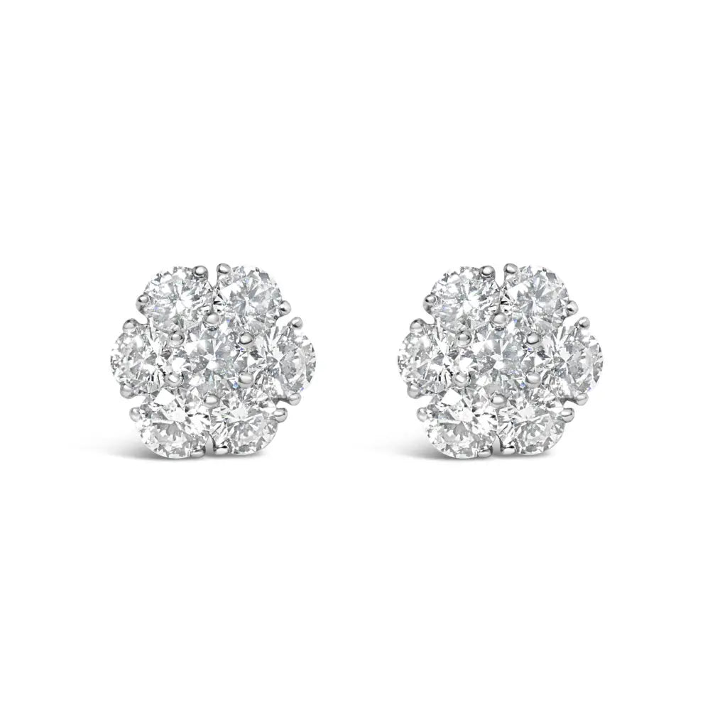 Exquisite Lab Grown Diamond Floral Cluster Composite Stud Earrings