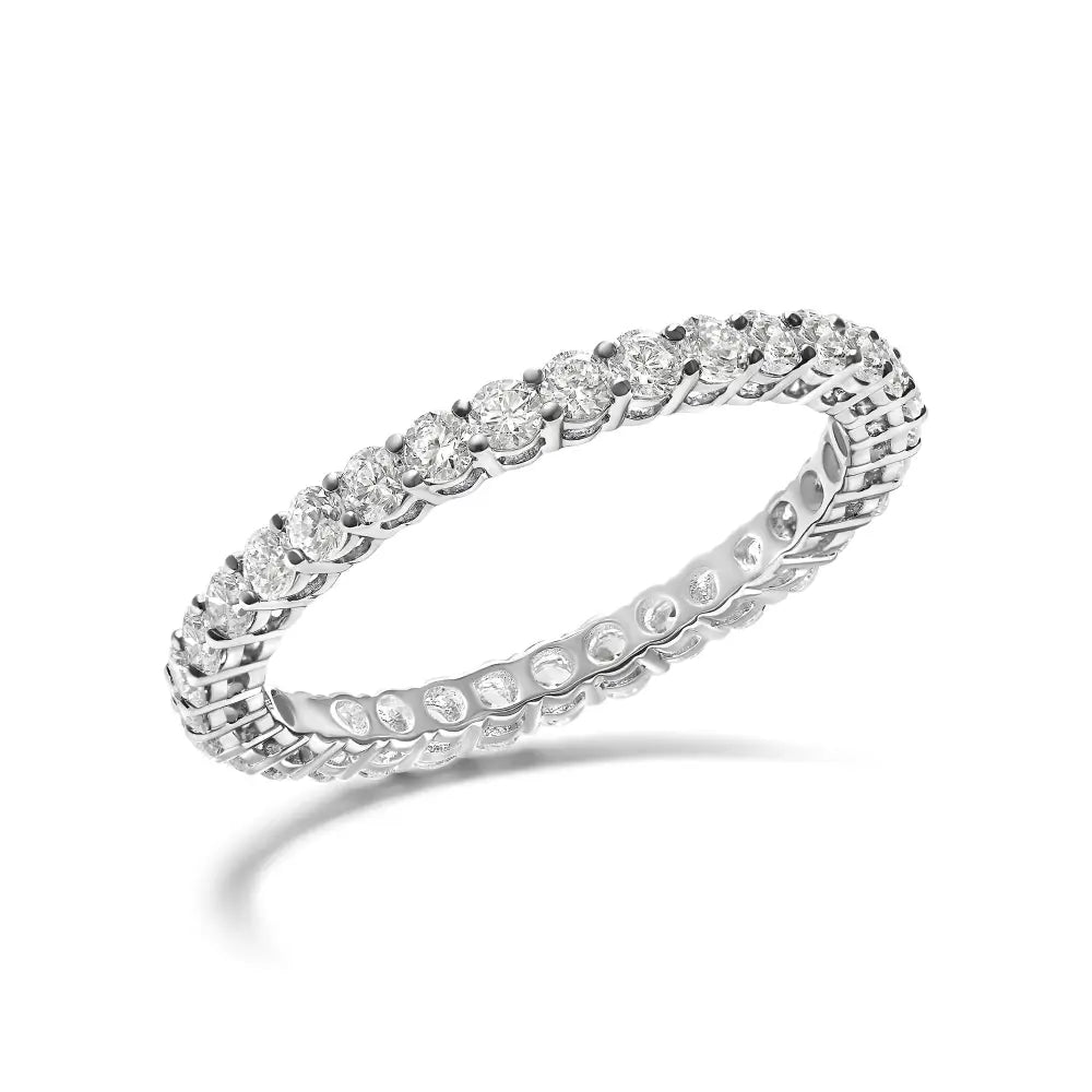 Exquisite Lab-grown Diamond Shared Prong Eternity Band in 14k White Gold