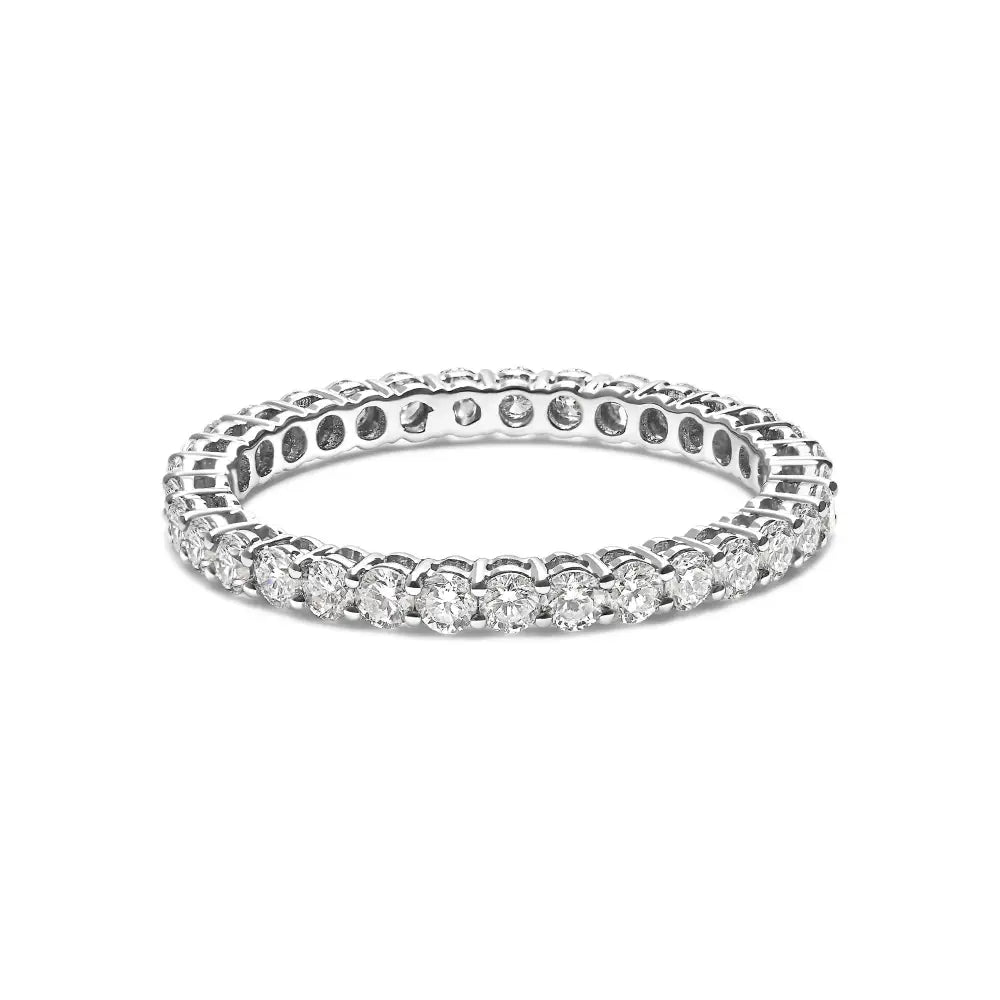 Exquisite Lab-grown Diamond Shared Prong Eternity Band in 14k White Gold