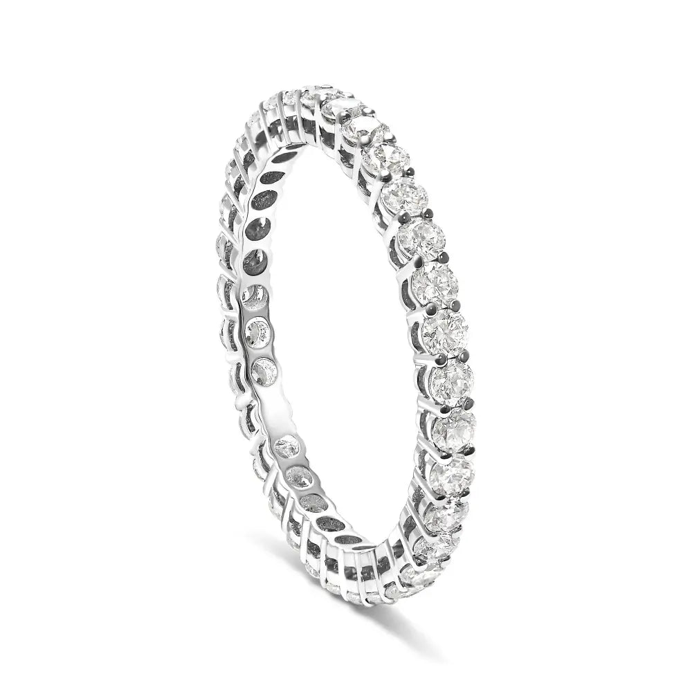 Exquisite Lab-grown Diamond Shared Prong Eternity Band in 14k White Gold