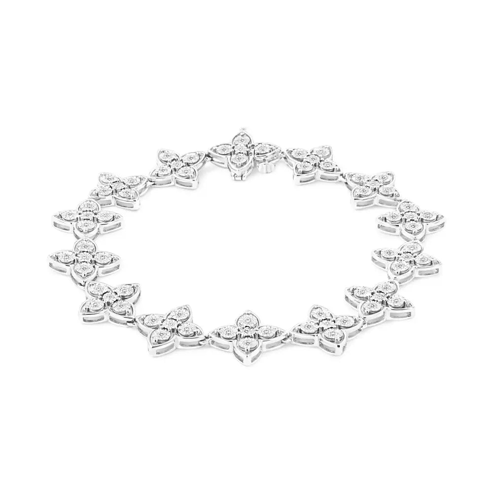 Exquisite Leaf Clover Link Bracelet with Cttw Miracle-set Diamonds