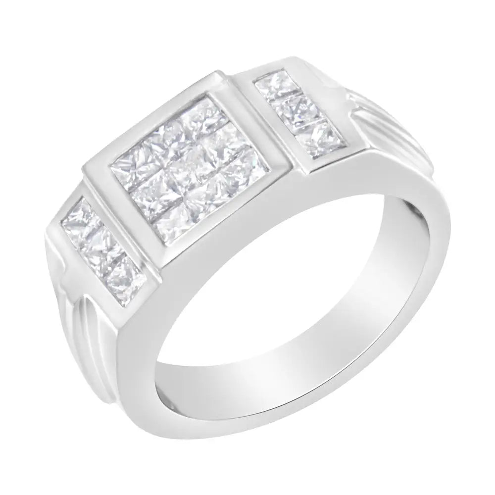 Exquisite Men’s 14k White Gold Diamond Cluster Ring for Discerning Tastes