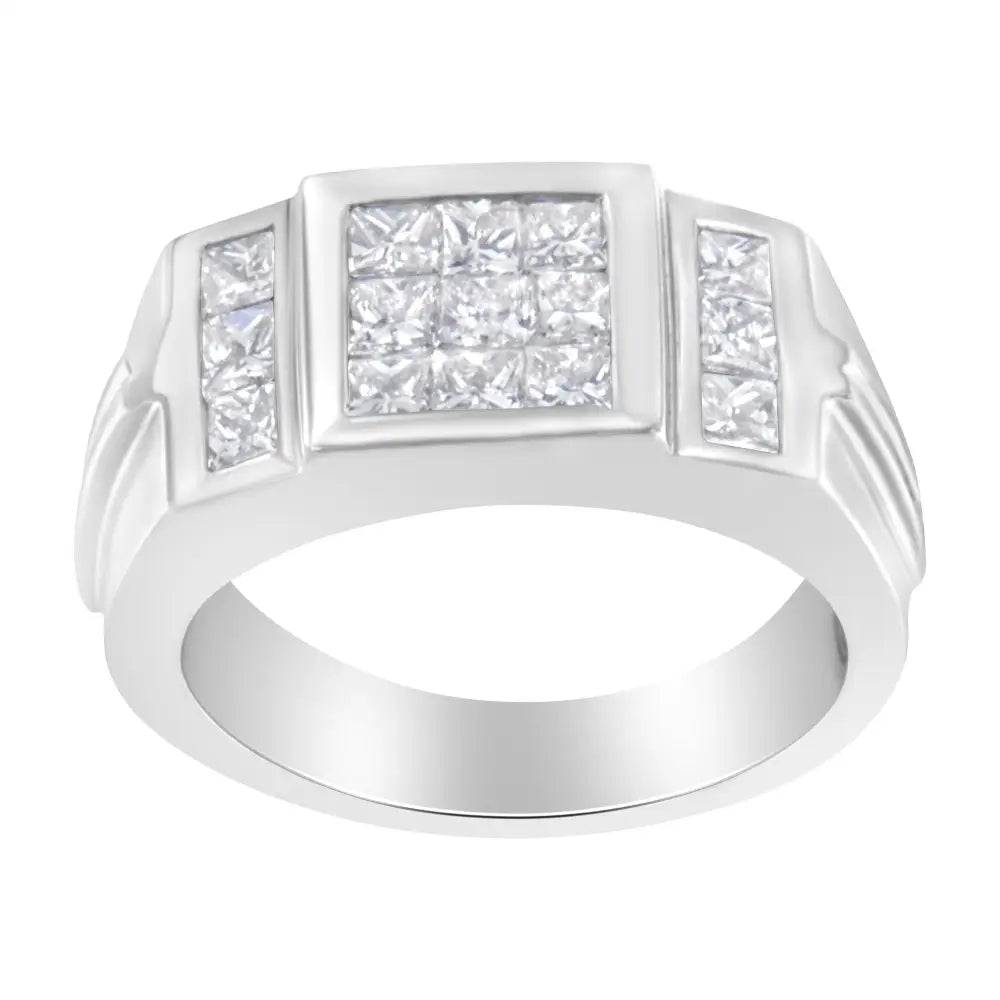 Exquisite Men’s 14k White Gold Diamond Cluster Ring for Discerning Tastes