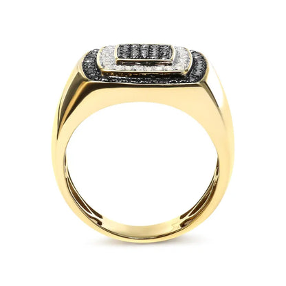 Exquisite Men’s 14k Yellow Gold Plated Treated Black Diamond Ring