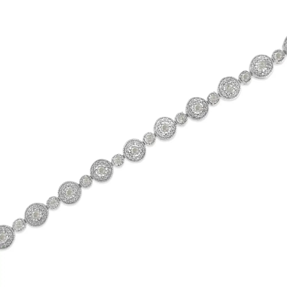 Exquisite Miracle Plate Set Diamond Alternating Link Bracelet in Sterling