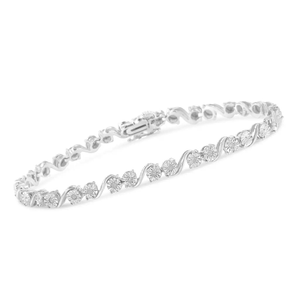 Exquisite Miracle Plate Tennis Bracelet in Sterling Silver and Diamonds