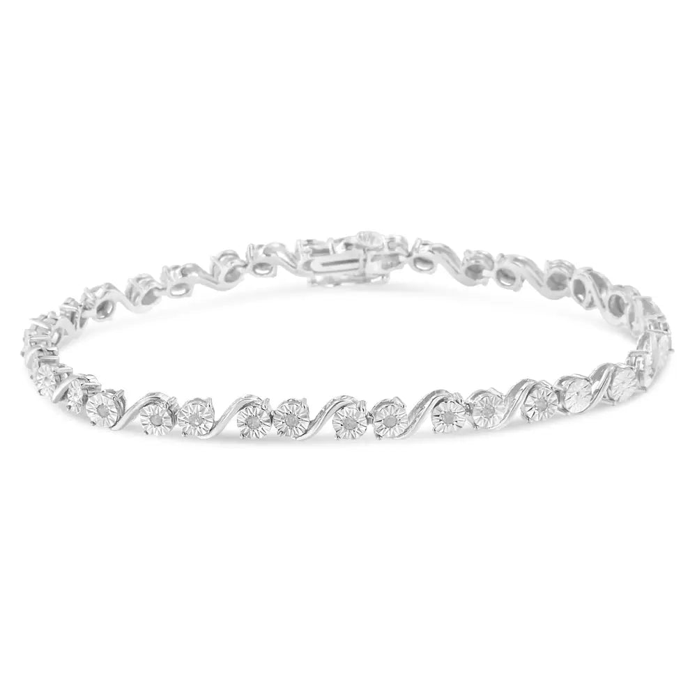 Exquisite Miracle Plate Tennis Bracelet in Sterling Silver and Diamonds