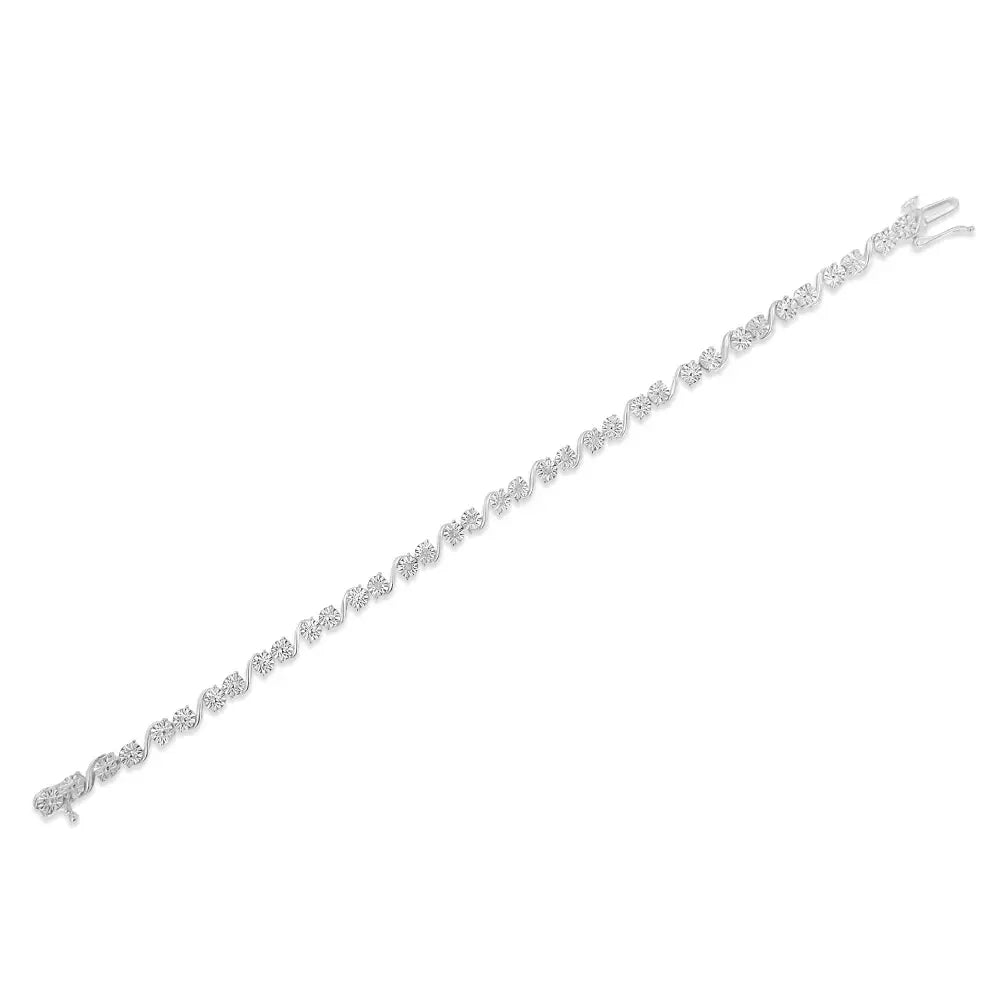 Exquisite Miracle Plate Tennis Bracelet in Sterling Silver and Diamonds