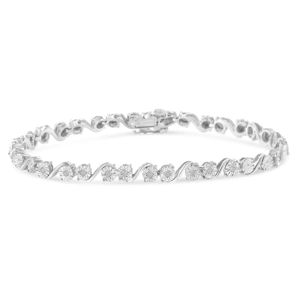 Exquisite Miracle Plate Tennis Bracelet in Sterling Silver and Diamonds