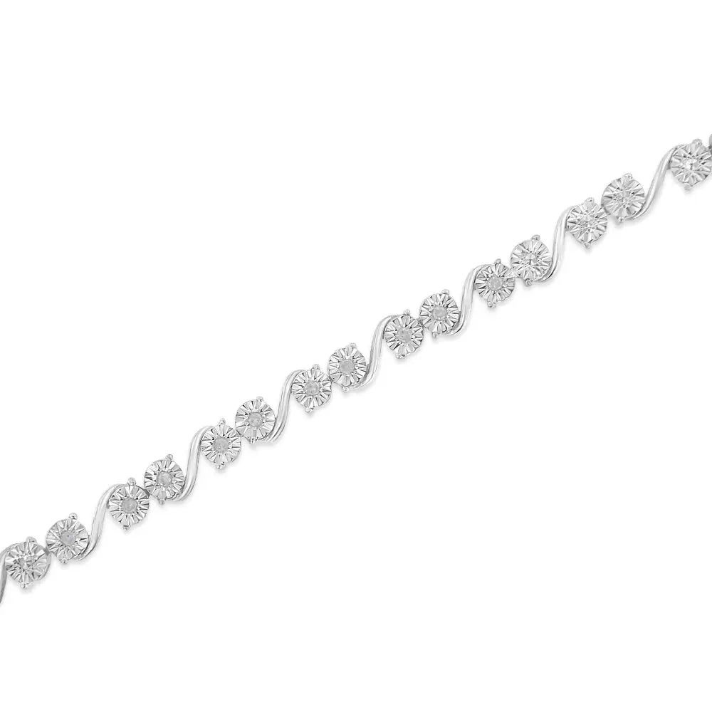 Exquisite Miracle Plate Tennis Bracelet in Sterling Silver and Diamonds