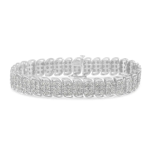 Exquisite Miracle Set Diamond Curve Line Tennis Bracelet in Sterling Silver