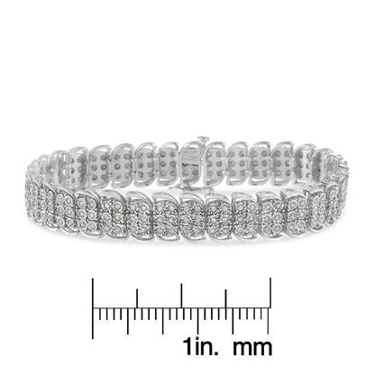 Exquisite Miracle Set Diamond Curve Line Tennis Bracelet in Sterling Silver