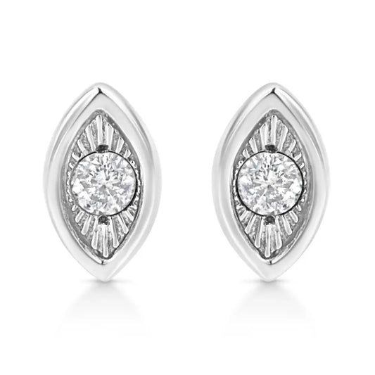 Exquisite Miracle-set Diamond Stud Earrings in Sterling Silver