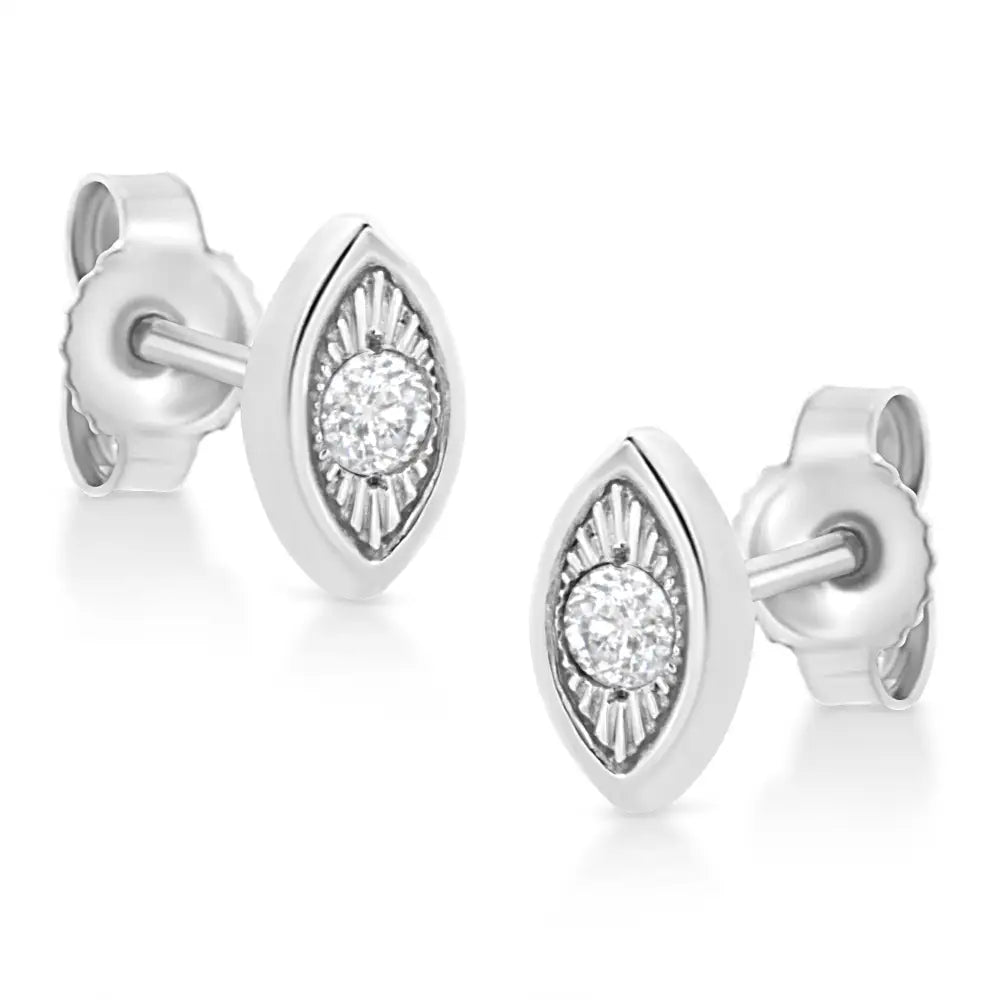 Exquisite Miracle-set Diamond Stud Earrings in Sterling Silver