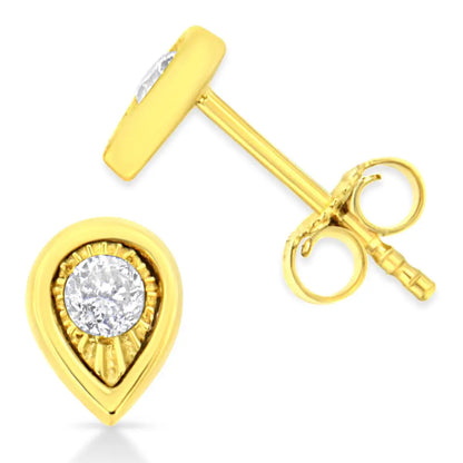 Exquisite Miracle-set Diamond Stud Earrings in Yellow Gold Plated Design