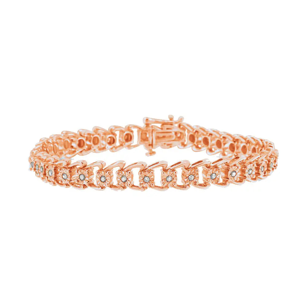 Exquisite Miracle-set Double Swoosh Wave Tennis Bracelet with Diamonds