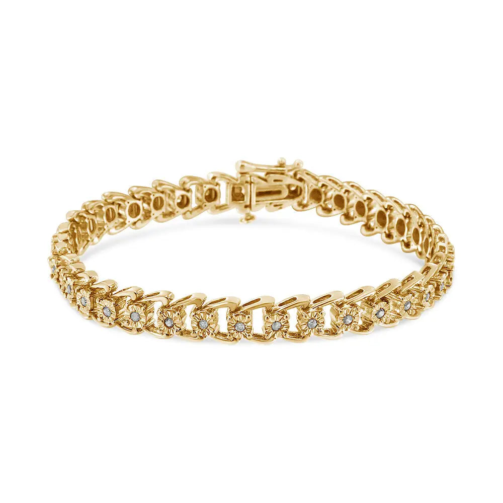 Exquisite Miracle-set Double Swoosh Wave Tennis Bracelet with Diamonds