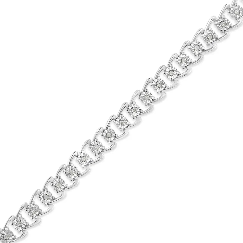 Exquisite Miracle-set Double Swoosh Wave Tennis Bracelet with Diamonds