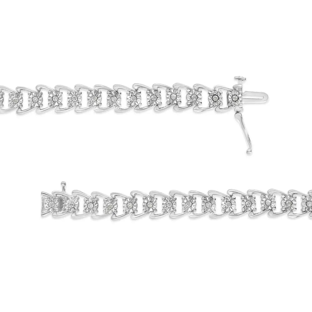 Exquisite Miracle-set Double Swoosh Wave Tennis Bracelet with Diamonds