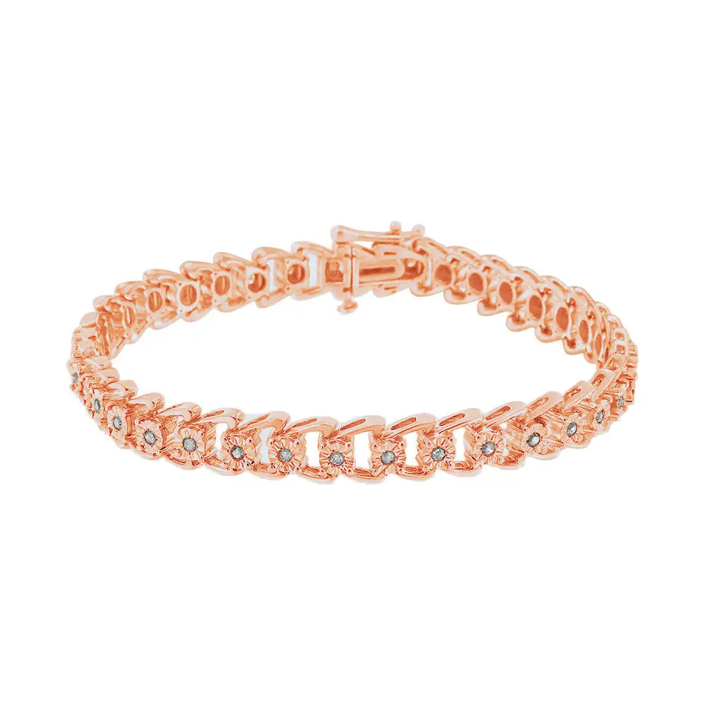 Exquisite Miracle-set Double Swoosh Wave Tennis Bracelet with Diamonds