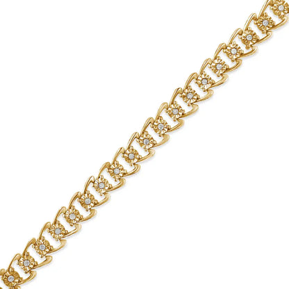 Exquisite Miracle-set Double Swoosh Wave Tennis Bracelet with Diamonds