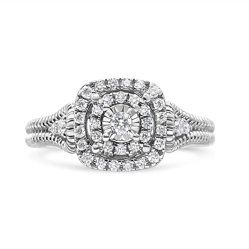 Exquisite Miracle Set Round-cut Diamond Cocktail Ring in Sterling Silver