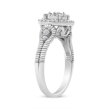 Exquisite Miracle Set Round-cut Diamond Cocktail Ring in Sterling Silver