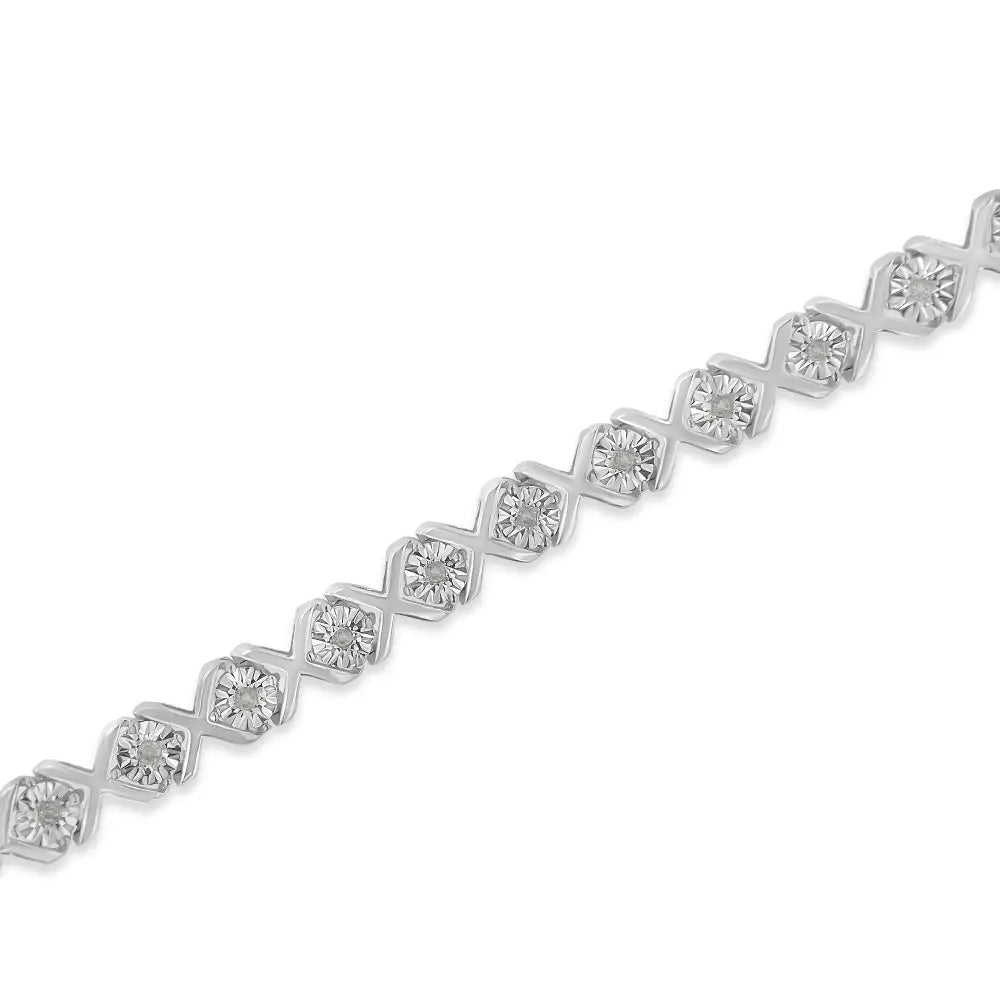 Exquisite Miracle-set Round-cut Diamond x Link Tennis Bracelet