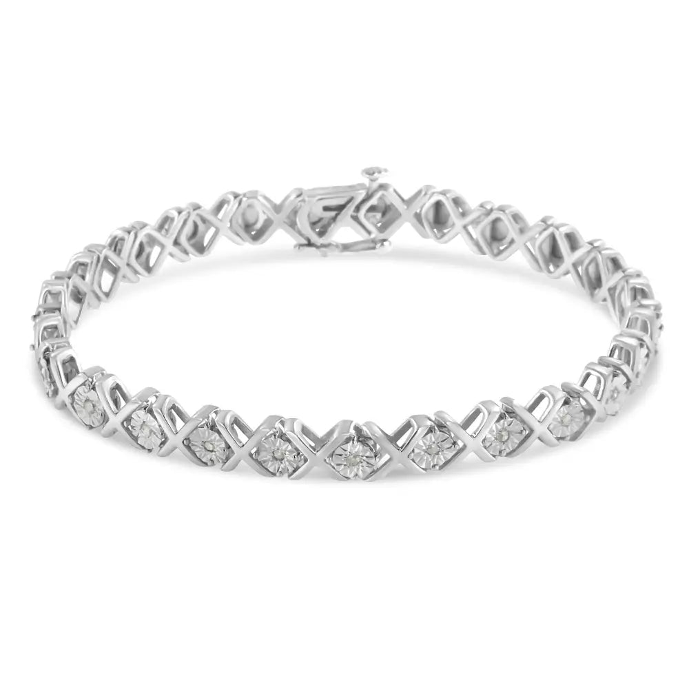 Exquisite Miracle-set Round-cut Diamond x Link Tennis Bracelet