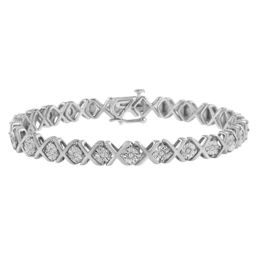 Exquisite Miracle-set Round-cut Diamond x Link Tennis Bracelet