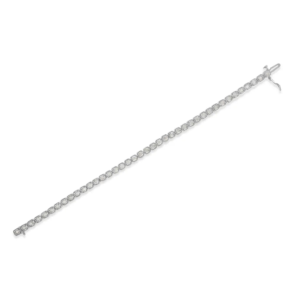 Exquisite Miracle-set Square Milgrain Link Tennis Bracelet with Diamonds