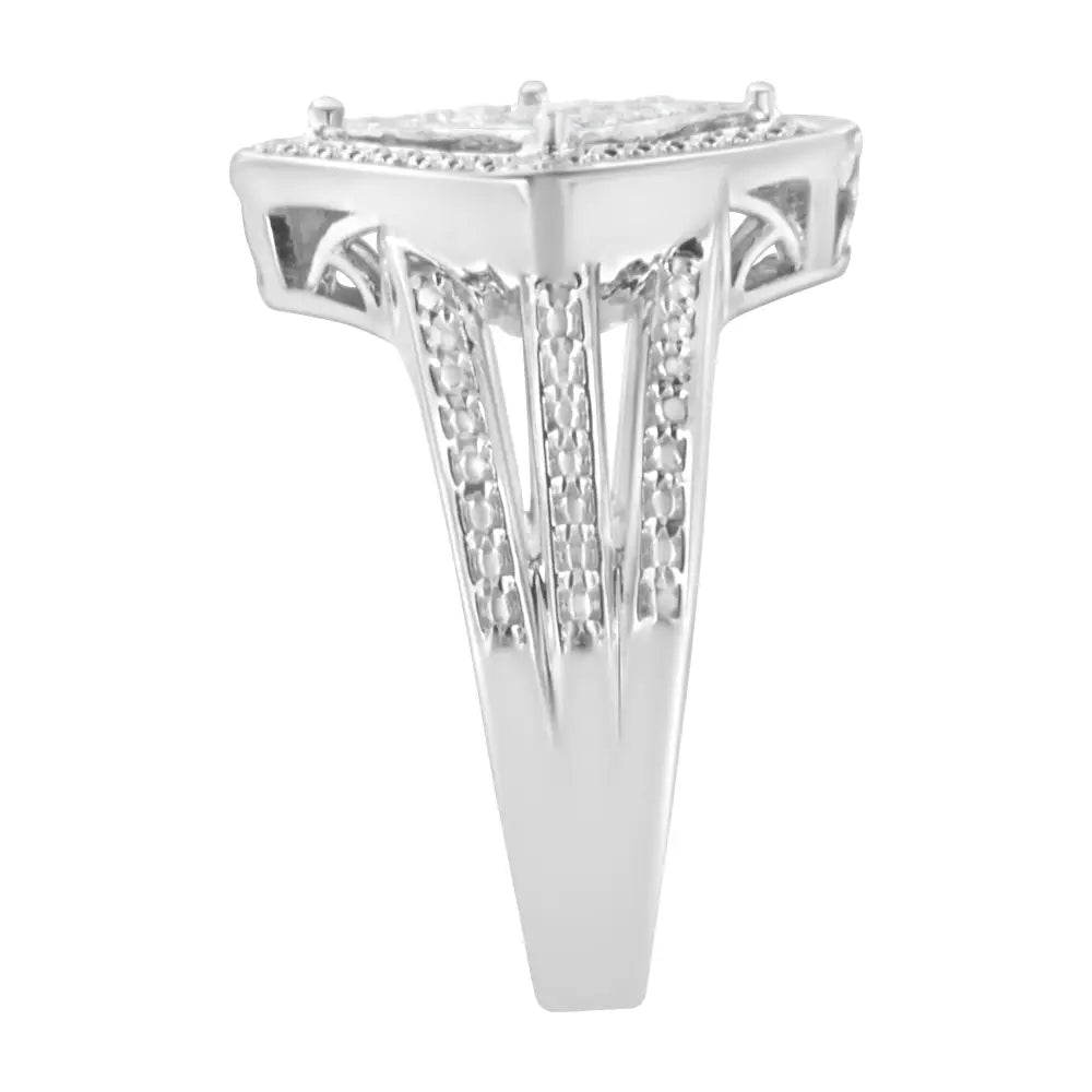 Exquisite Princess Cut Diamond Square Point Cluster Composite Ring