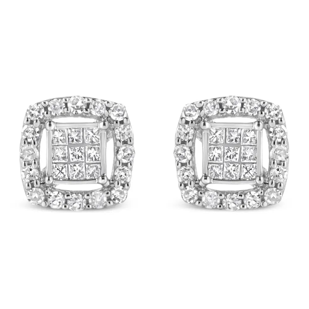 Exquisite Princess-cut Diamond Stud Earrings in.925 Sterling Silver