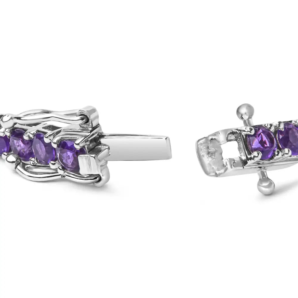 Exquisite Purple Amethyst Tennis Bracelet in Sterling Silver