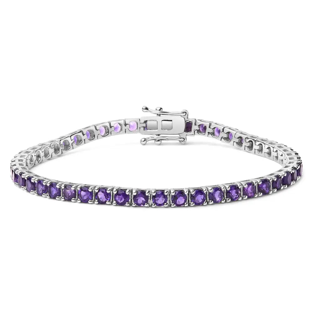 Exquisite Purple Amethyst Tennis Bracelet in Sterling Silver