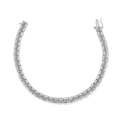 Exquisite Round Miracle Plate Link Bracelet in.925 Sterling Silver