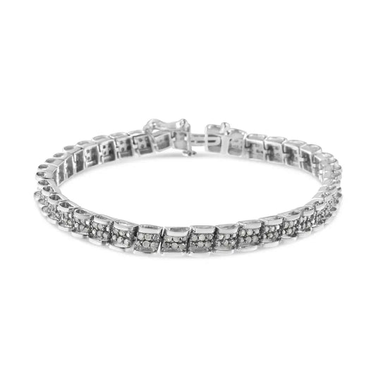 Exquisite Round Miracle Plate Link Bracelet in.925 Sterling Silver