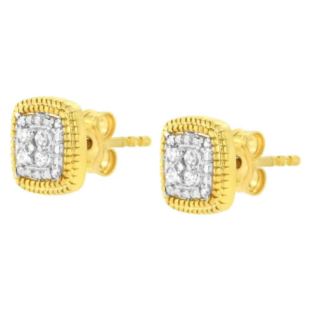 Exquisite Square Shape.10 Cttw Prong-set Round Cut Diamond Stud Earrings