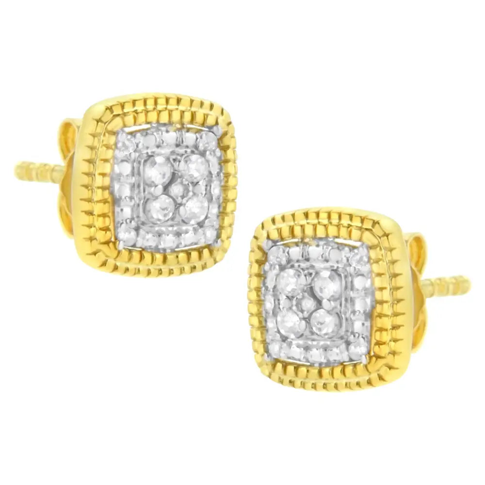 Exquisite Square Shape.10 Cttw Prong-set Round Cut Diamond Stud Earrings