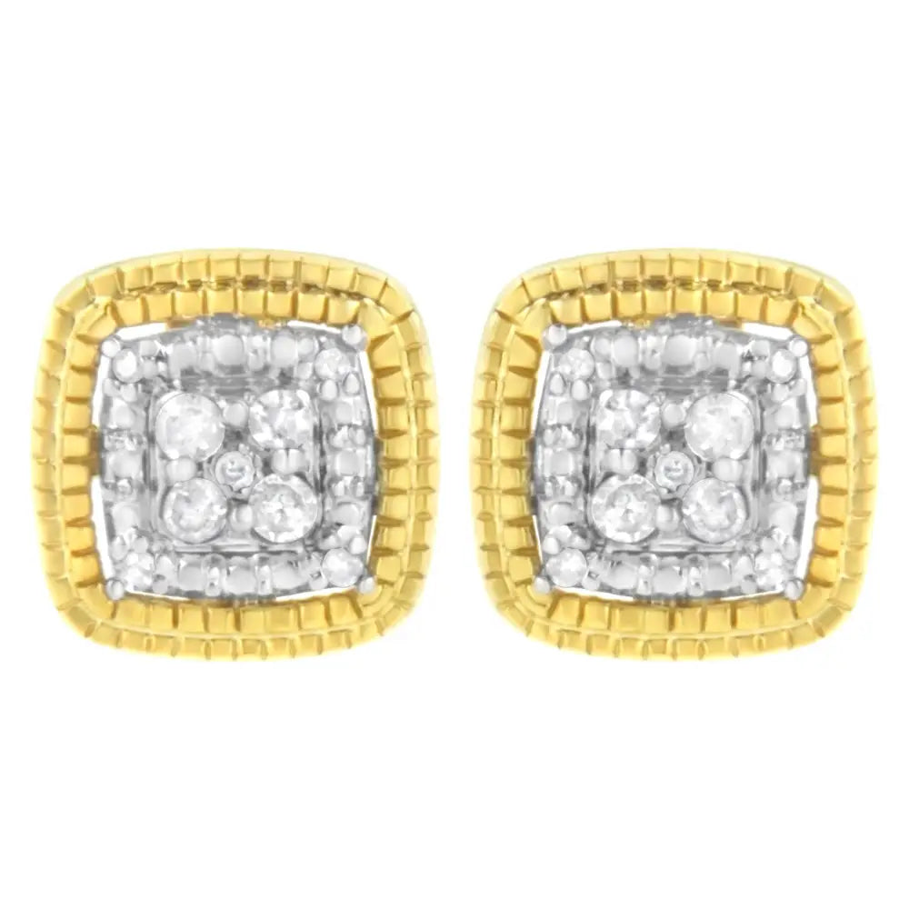 Exquisite Square Shape.10 Cttw Prong-set Round Cut Diamond Stud Earrings