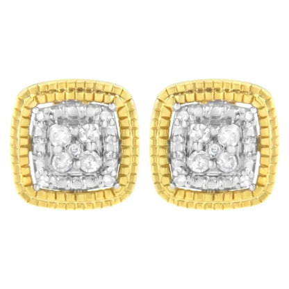 Exquisite Square Shape.10 Cttw Prong-set Round Cut Diamond Stud Earrings