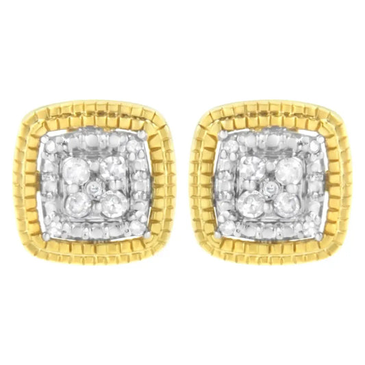 Exquisite Square Shape.10 Cttw Prong-set Round Cut Diamond Stud Earrings