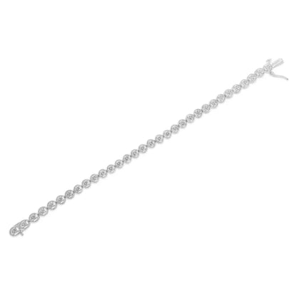 Exquisite Sterling Silver Cttw Diamond Open Circle Wheel Link Bracelet